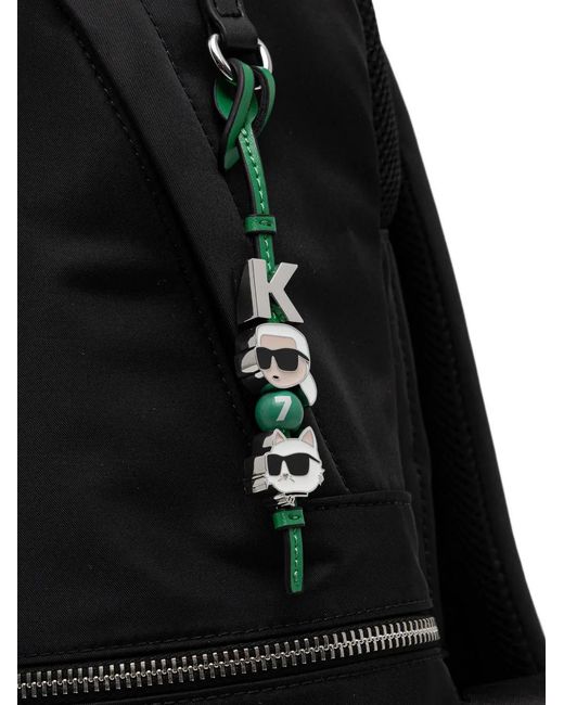 Karl Lagerfeld Black Charm-Detail Backpack