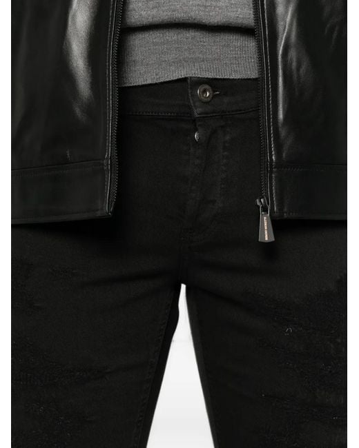 Dondup Black Distressed Slim-Fit Jeans for men