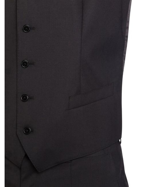 Dolce & Gabbana Black Virgin Wool Waistcoat for men