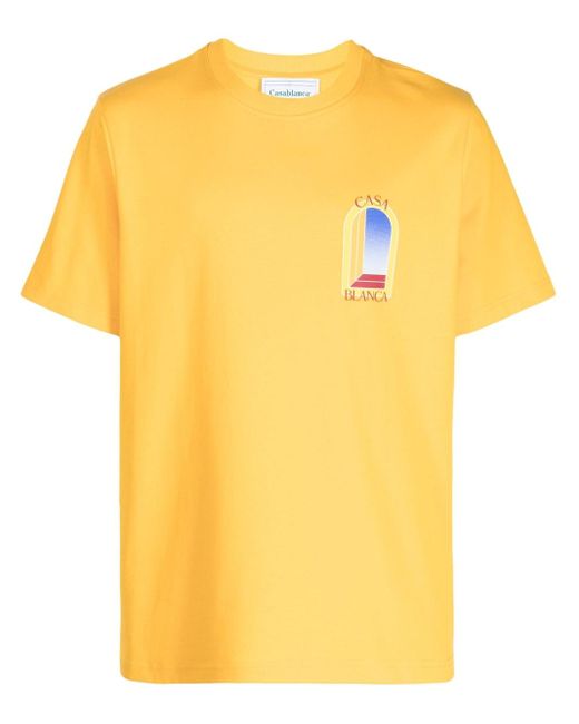 CASABLANCA Yellow L'arche De Jour-print T-shirt for men