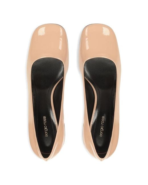Sergio Rossi Natural Convex Leather Pumps