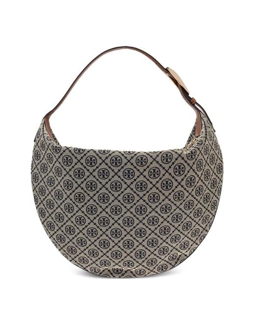 Tory Burch Gray T Monogram Balloon Bag