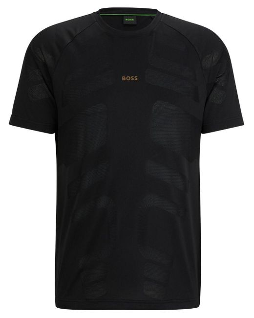 Boss Black Reflective-logo Jacquard T-shirt for men