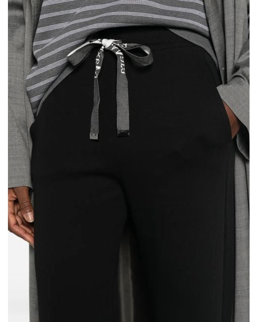 Max Mara Black Drawstring Wide-Leg Track Pants
