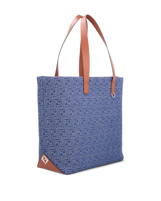 Fendi Blue Medium Ff Jacquard Denim-Effect Tote Bag