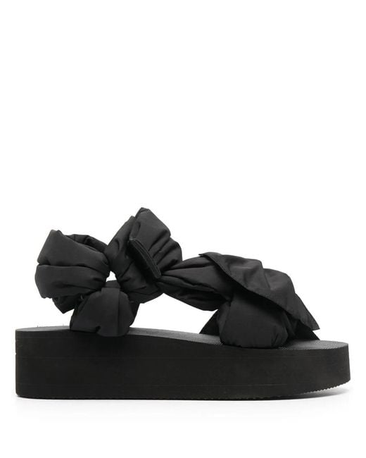 Red(v) Black Bow-Detail Sandals