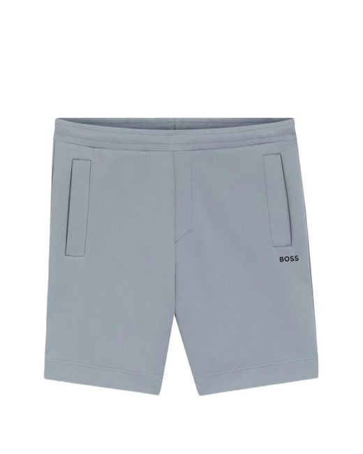 Boss Gray Logo-Embroidered Track Shorts for men