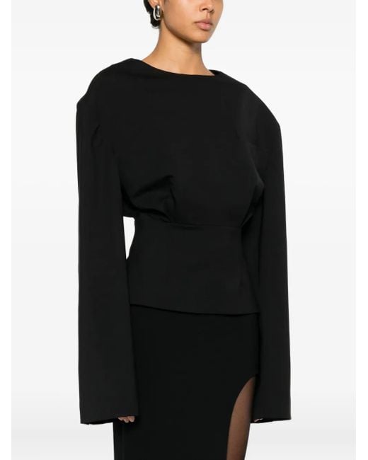 A.W.A.K.E. MODE Black Round-Neck Top