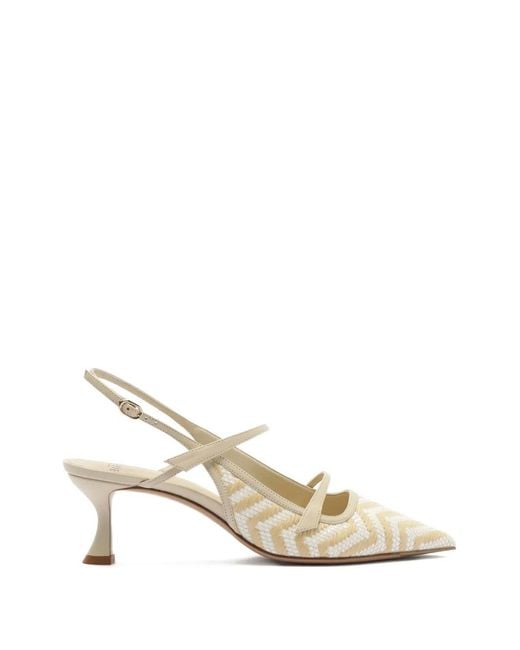 Alexandre Birman Natural Tita Zig Raffia Slingback Pumps