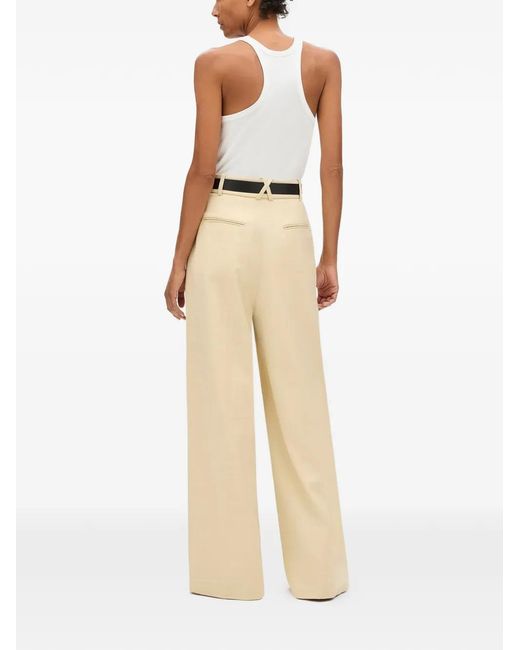 Another Tomorrow White High-Waisted Pleated Trousers