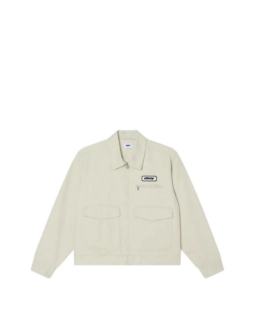 Obey White Walter Work Jacket for men