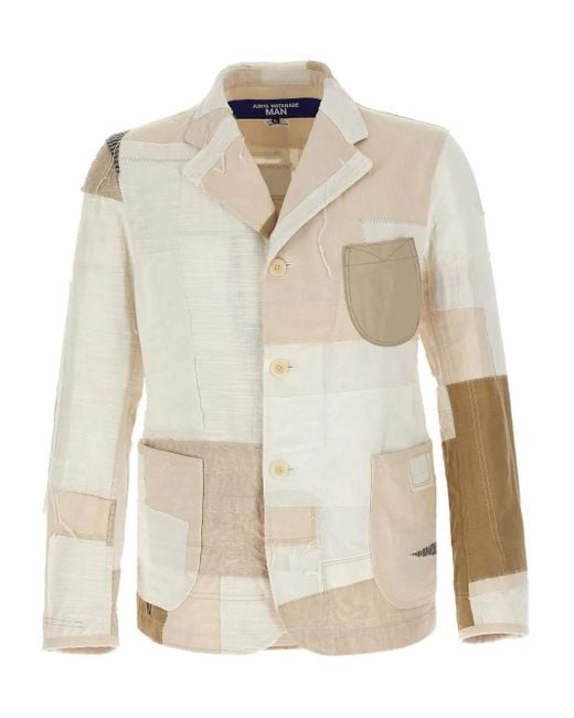 Blazer Con Design Patchwork di Junya Watanabe in White da Uomo