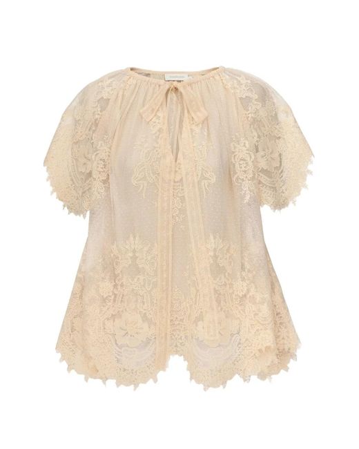 Zimmermann Natural Luna Lace Blouse
