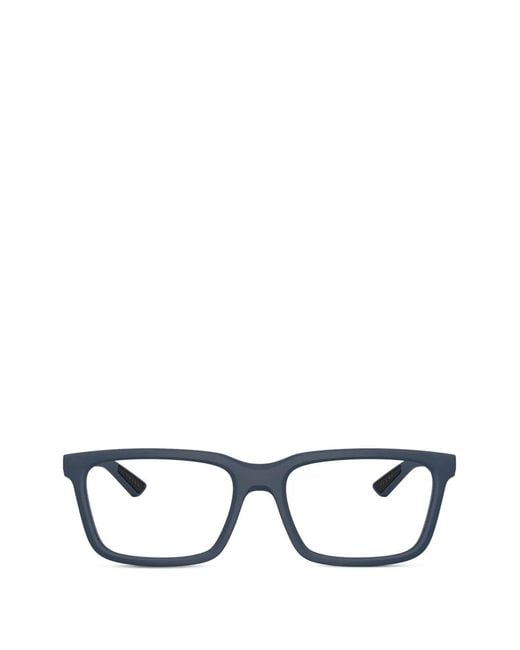 Prada Linea Rossa Black Rectangle-Frame Glasses for men