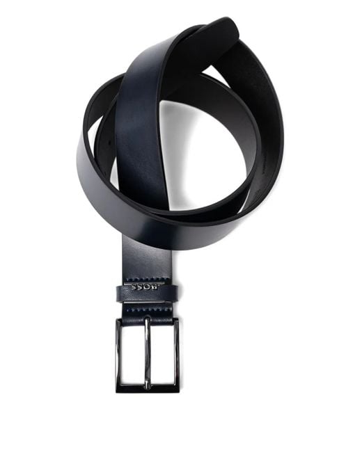 Boss Black Square-Buckle Leather Belt for men