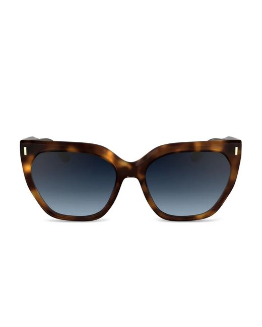Calvin Klein Blue Tortoiseshell Cat Eye-Frame Sunglasses