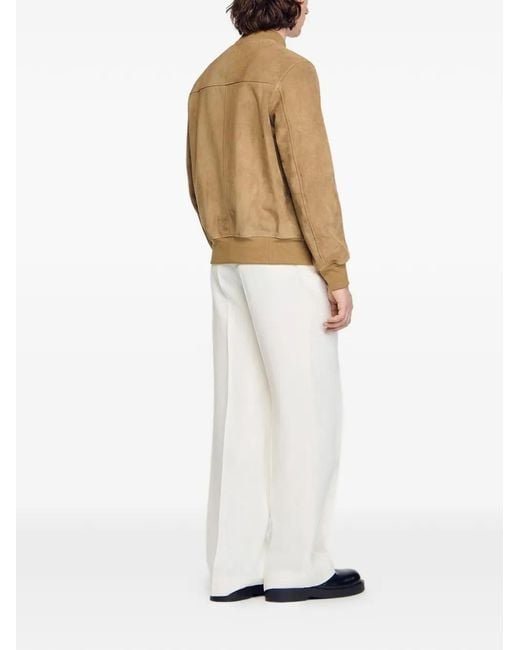 Sandro Natural Zip-Up Split Suede Jacket for men