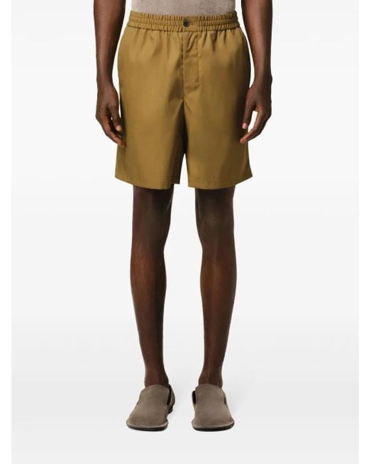 AMI Green Logo-Plaque Shorts for men