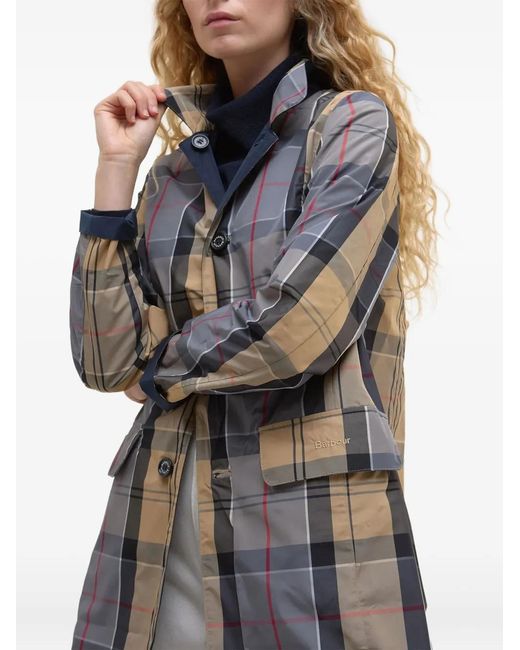 Barbour Blue Babbity Reversible Plaid-Lined Raincoat