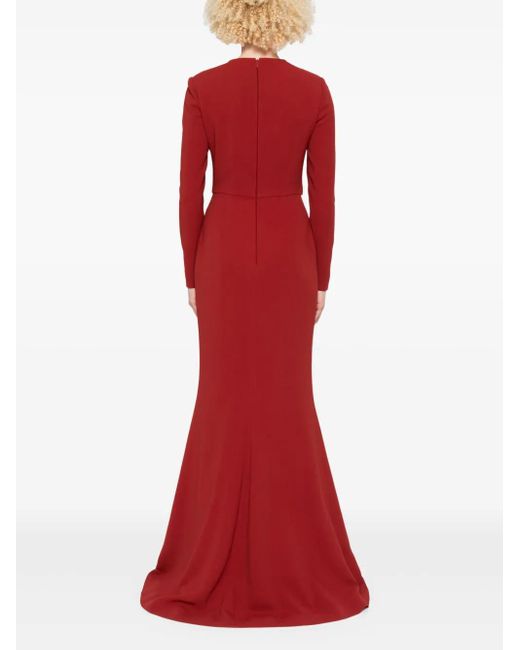 Elie Saab Red Kleid mit langen Ärmeln