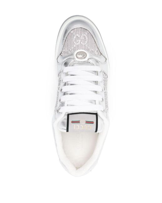 Gucci White Screener GG Sneakers