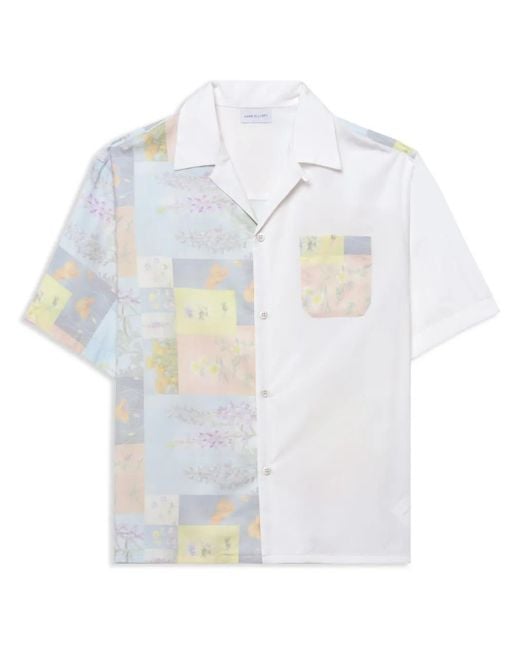 John Elliott White Floral-Print Short-Sleeve Shirt for men