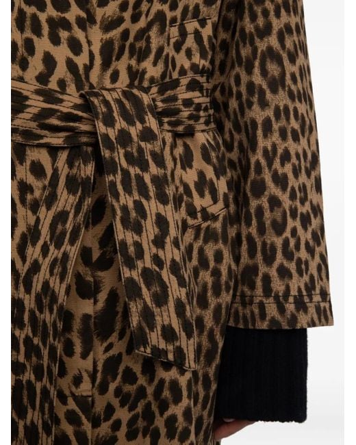 Zadig & Voltaire Natural Leopard-Print Belted Coat