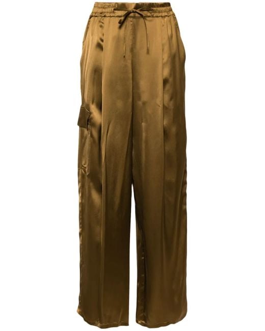 Yves Salomon Green Satin Cargo Pants
