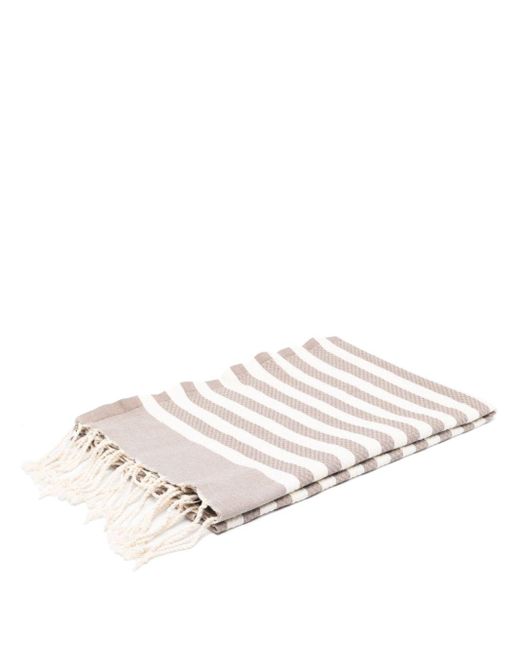 Mc2 Saint Barth White Striped Honeycomb-knit Towel