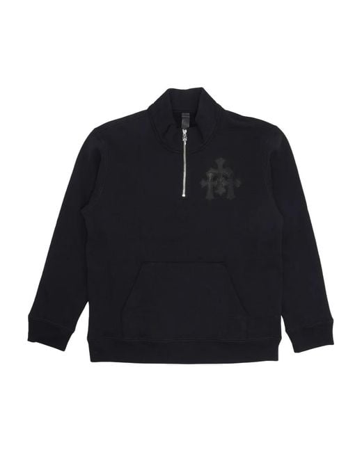 Chrome Hearts Blue Cemetery Cross Quarter-Zip Sweatshirt for men