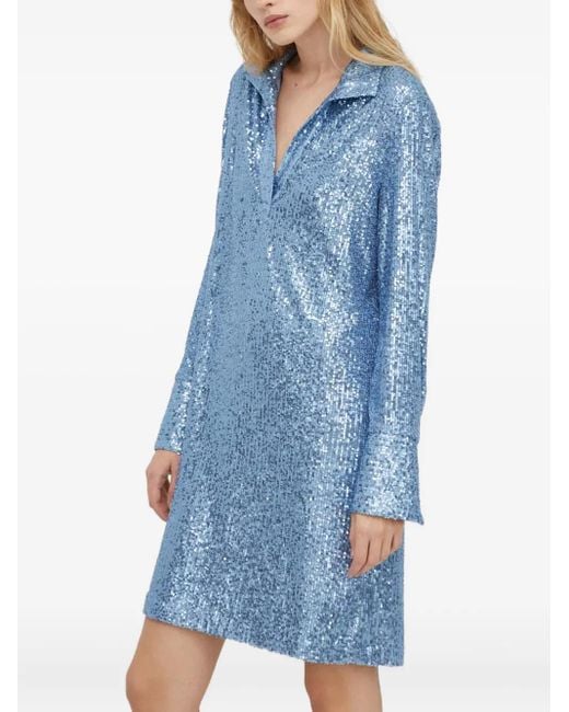 Robe Courte À Col Et Sequins Day Birger et Mikkelsen en coloris Blue