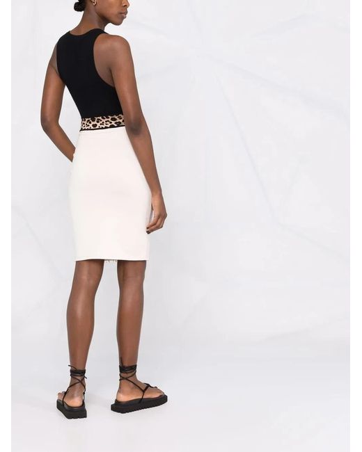 Philipp Plein White Leopard Print Waistband Skirt