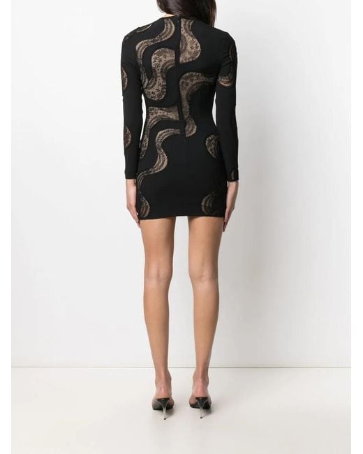 Stella McCartney Black Makenzie Wave Lace-Insert Dress