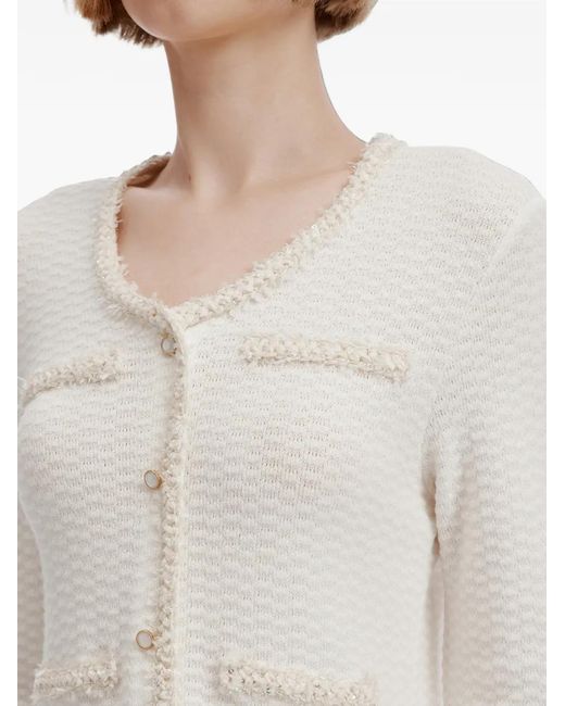 B+ AB White Sequin-Embellished Ruffled Cardigan And Skirt Set