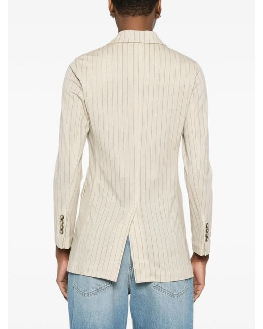 Circolo 1901 Natural Striped Double-Breasted Blazer