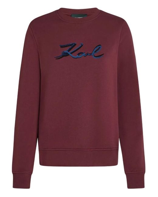 Karl Lagerfeld Red Sequin-Embellished Sweatshirt