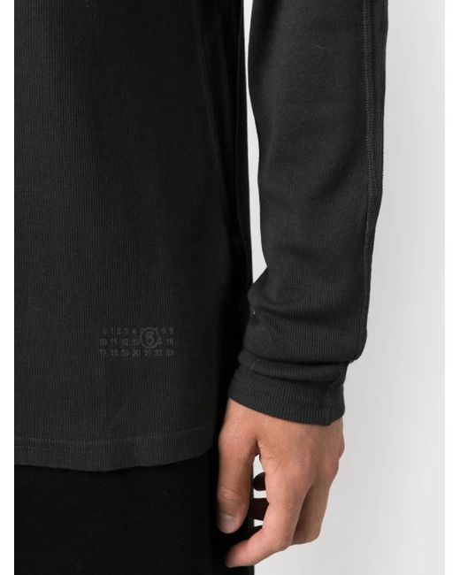 MM6 by Maison Margiela Black Roll-Neck Ribbed-Knit Jumper for men