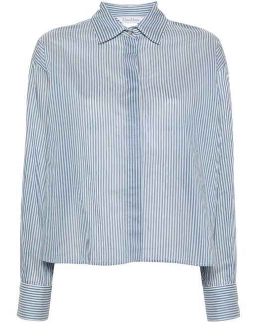 Max Mara Blue Long-sleeve Striped Shirt