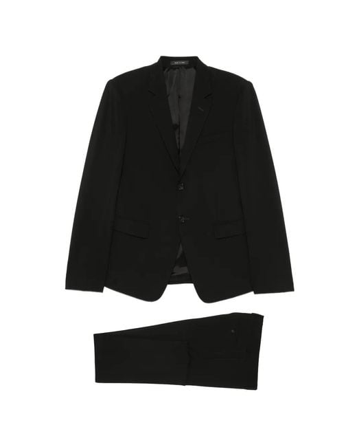 Emporio Armani Black Single-Breasted Wool Suit for men