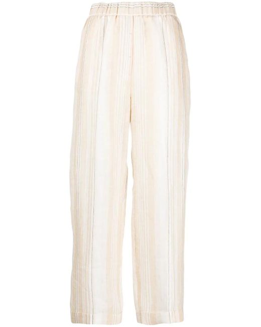 Peserico White Striped Palazzo Pants