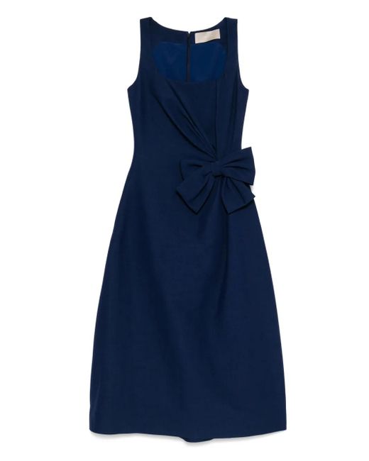 Elie Saab Blue Bow-Detail Midi Dress