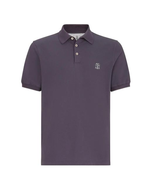 Brunello Cucinelli Purple Cotton-Piqué Polo Shirt With Logo for men