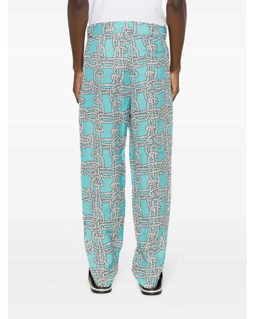 Amir Slama Blue Graphic-Print Cropped Trousers for men