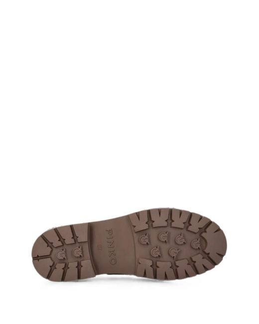Pinko Brown Fringe-Detail Platform Loafers
