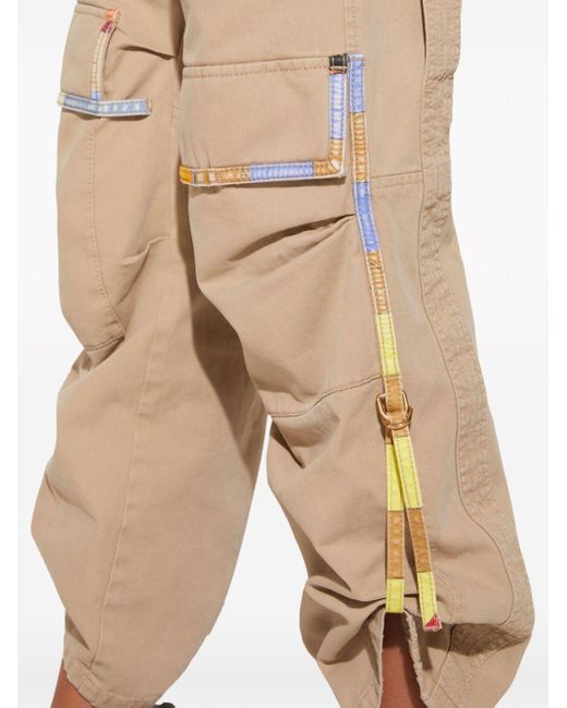 Emilio Pucci Natural Patterned-trim Cotton Cargo Trousers