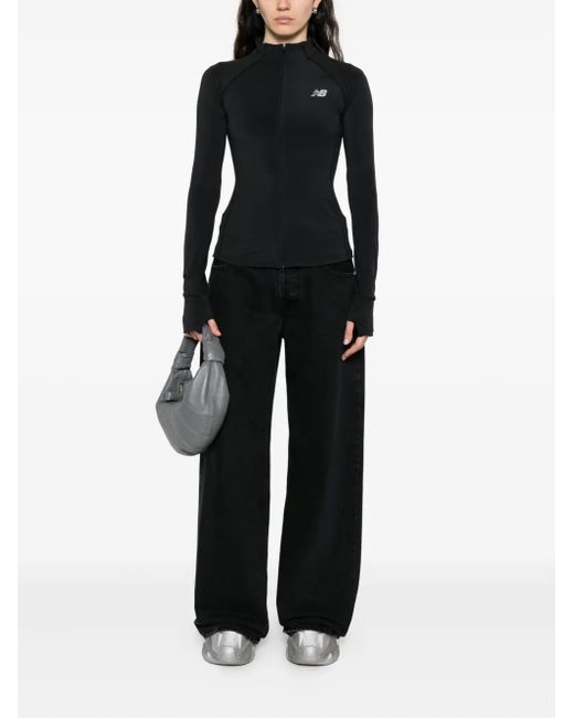New Balance Black Zip-Front Logo Sweatshirt