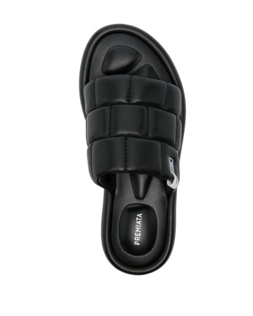 Premiata Black Quilted Leather Sandals