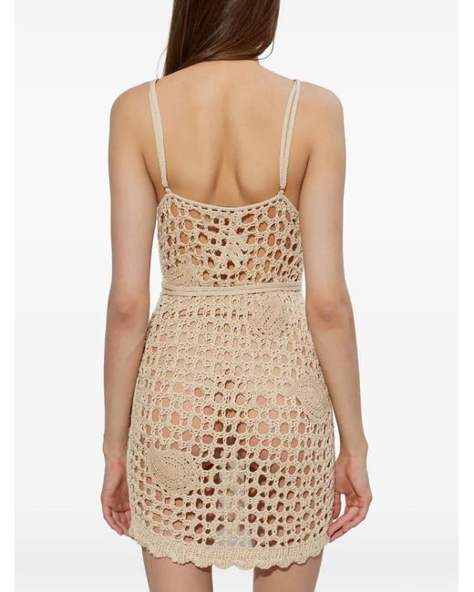 The Attico Natural Crochet-Knit Mini Dress