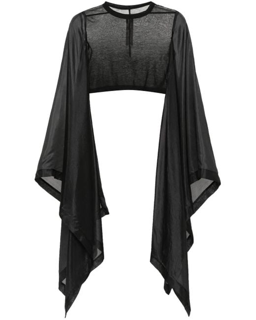 Rick Owens Black Long Sleeve Cropped T-Shirt