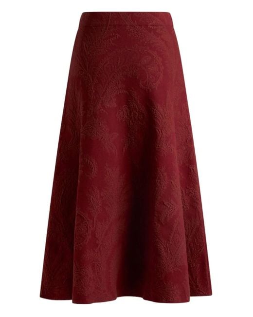 Etro Red Midirock Aus Paisley-Jacquard
